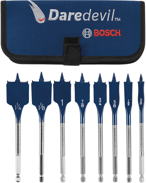 Bosch DSB5008P Daredevil Standard Spade Bit Set with Pouch, 8-Piece