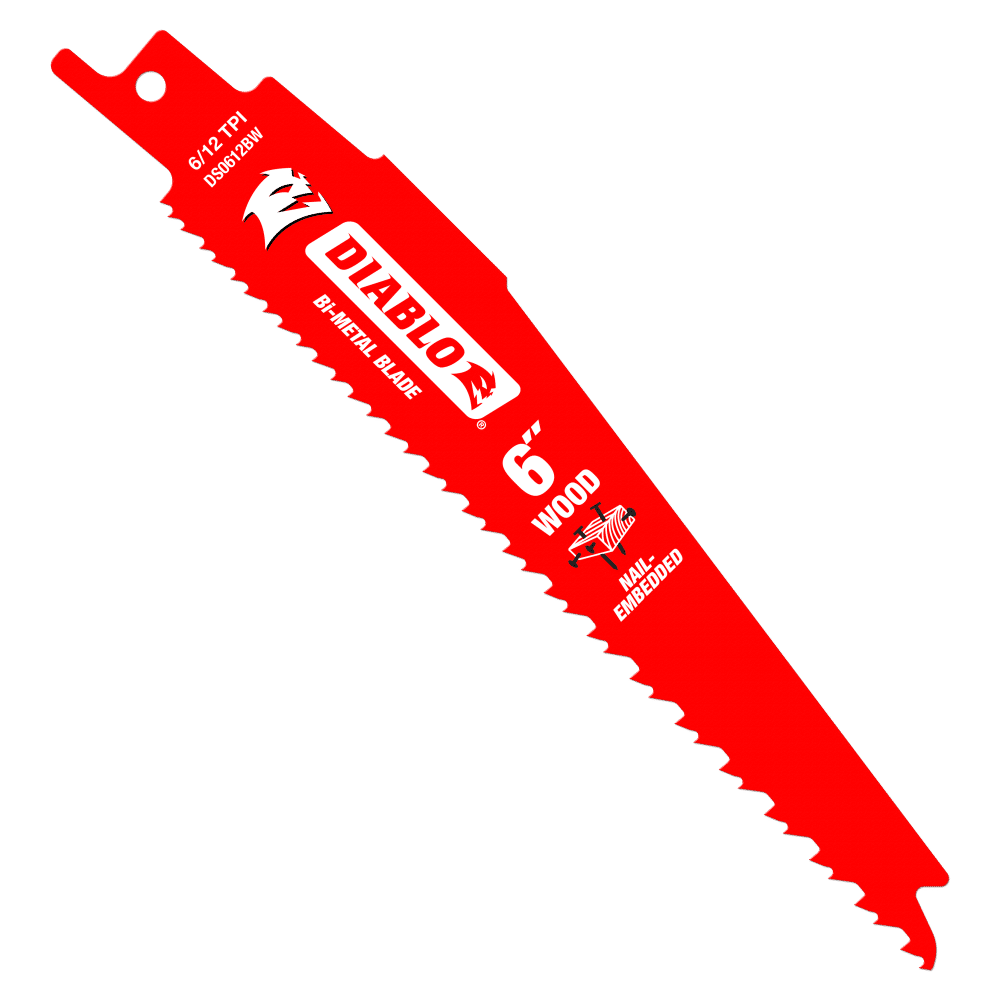 Diablo DS0612BW25 Bi‑Metal Recip Blade for Nail Embedded Wood, 6", 25-Pack