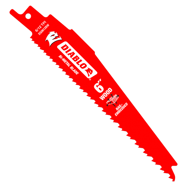 Diablo DS0612BW25 Bi‑Metal Recip Blade for Nail Embedded Wood, 6", 25-Pack