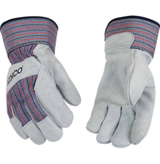 Kinco 1500-Y Gray Suede Cowhide Palm with Safety Cuff, Youth