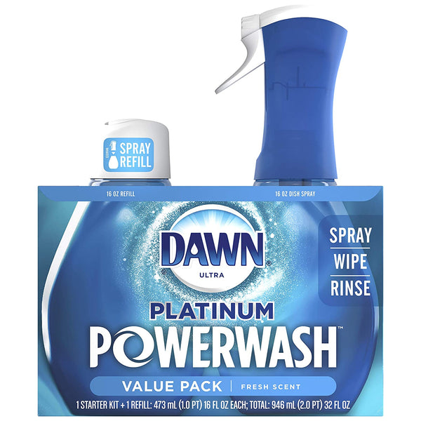 Dawn 31836 Platinum Powerwash Dish Spray Soap, Starter Kit with Refill, 16 Oz Each