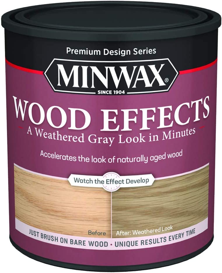 Minwax 402140000 Water-Based Wood Effects Interior Stain, Weathered Gray, 1-Quart
