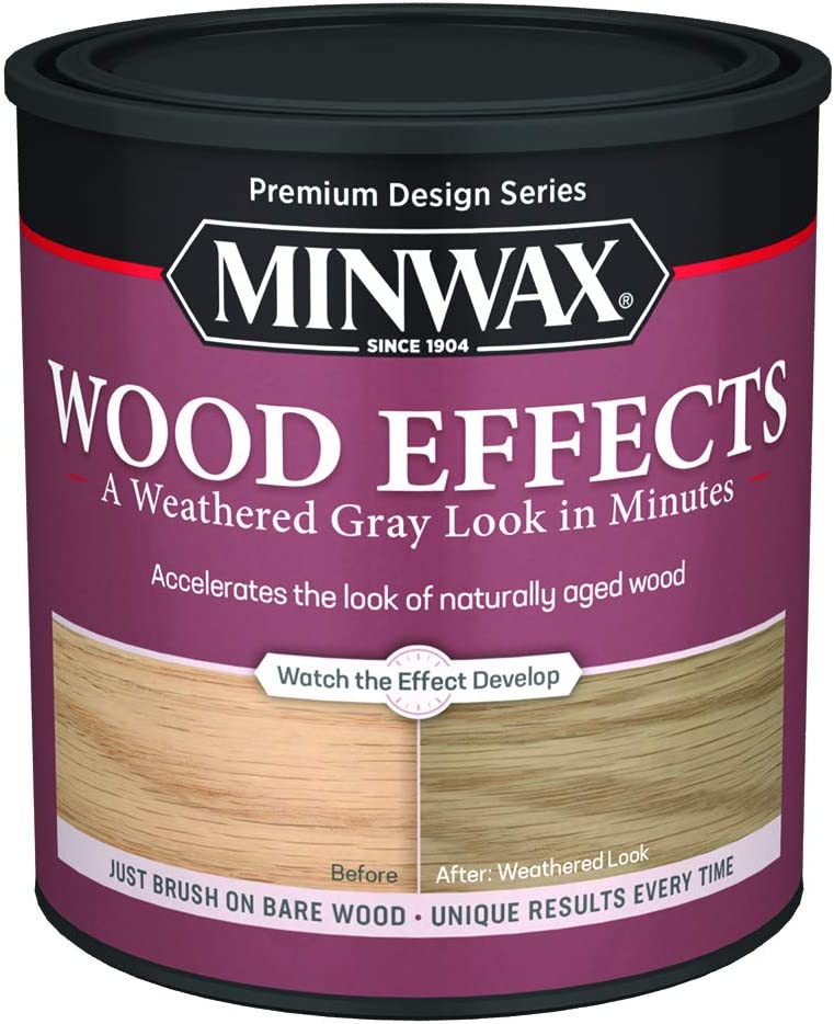Minwax 402140000 Water-Based Wood Effects Interior Stain, Weathered Gray, 1-Quart