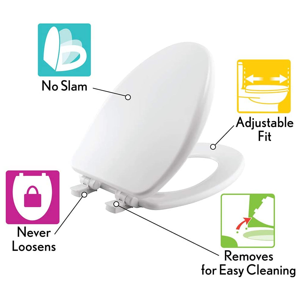 Mayfair 164SLOW-000 Slow Close Elongated Toilet Seat, White