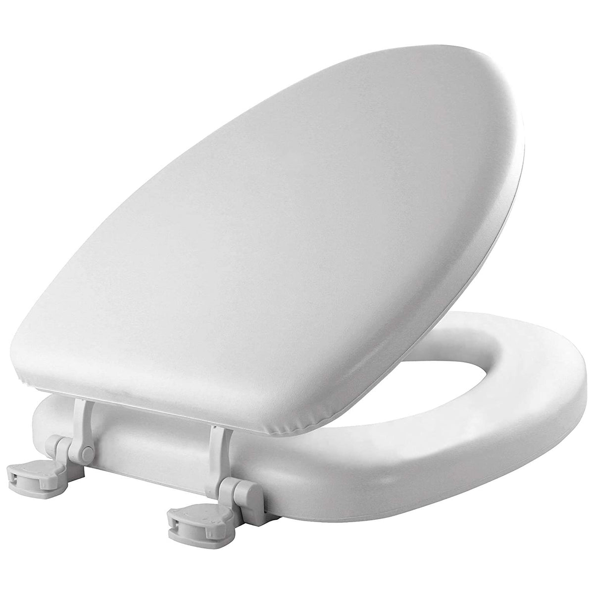 Bemis 115EC-000 Elongated Toilet Seat w/Cover, STA-TITE System, Vinyl/Wood, White