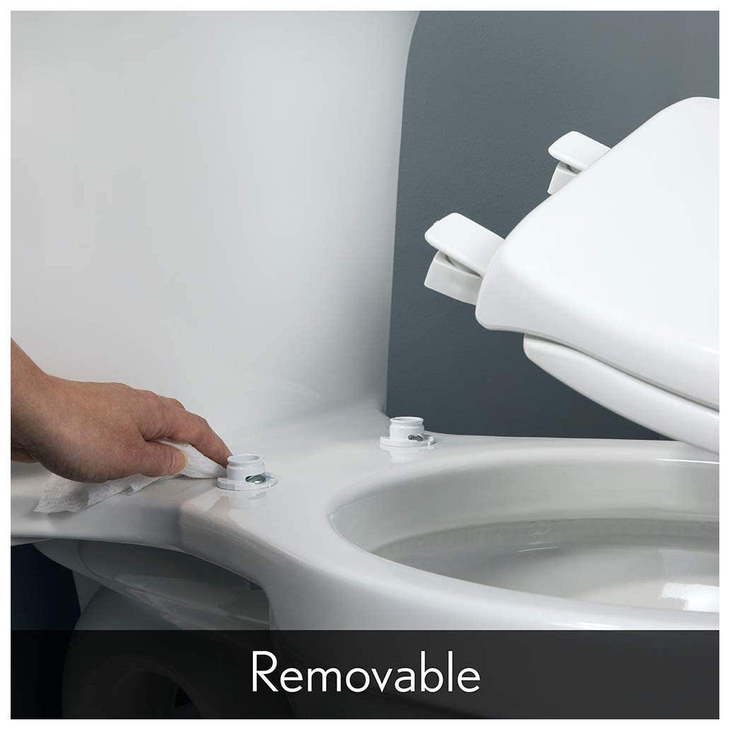 Bemis 115EC-000 Elongated Toilet Seat w/Cover, STA-TITE System, Vinyl/Wood, White