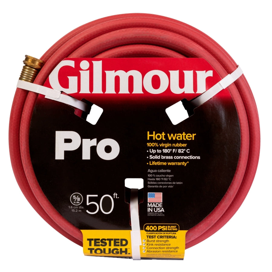 Gilmour 886501-1001/81855 Professional Rubber Hose, Virgin Rubber, Red, 5/8" x 50'