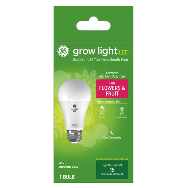 GE 93129755 A19 Grow Light Plant LED Bulb, White