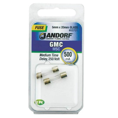 Jandorf 60701 GMC Glass Tube Fuse, 500 Mamp, 250 Volts