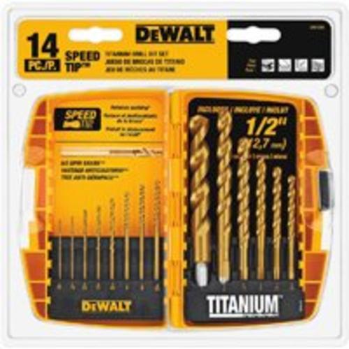 DeWalt DW1341 Titanium Speed Tip Drill Bit Set, 14 Piece