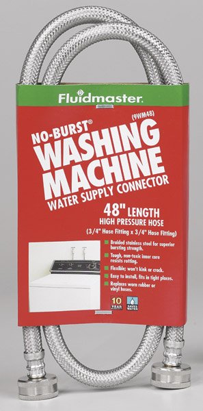 Fluidmaster 9WM48 Connector Wash Machn 48",Braided stainless steel w/polymer core and brass nuts,Code approved, meets,