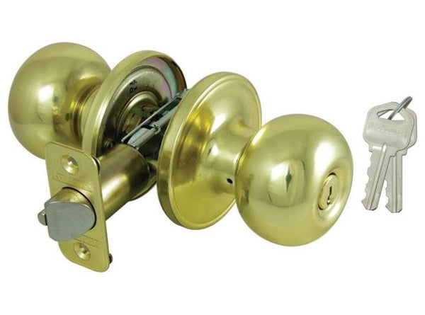 Prosource T9700BRA4V Ball Knob Entry Lockset, Polished Brass