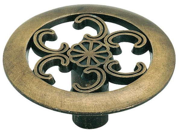 Amerock 890ABS Designer Round  Furniture Knob, Antique Brass, Brass