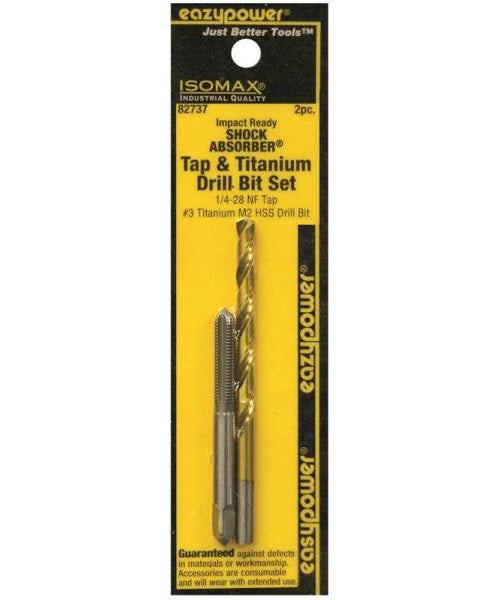 Eazypower 82737 Shock Absorber Tap & Titanium Drill Bit Set, 1/4-28NF, #3
