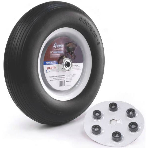 Martin Wheel 408RBPU31 Flat Free Wheelbarrow Wheel, 16" x 3/4"