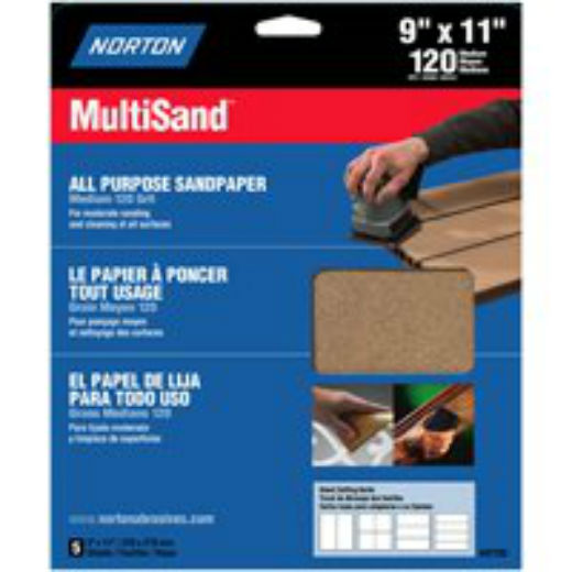 Norton 07660704154 Multisand Aluminum Oxide Sandpaper, 9"x11"