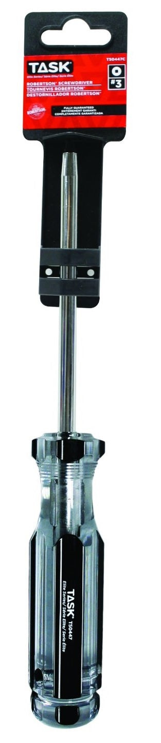 Task Tools T50447C Robertson Drive Screwdriver #3, Cellulose Acetate Hard Grip Handle, 5"