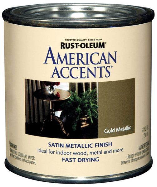 Rust-Oleum 7954730 American Accents Metallic Paint, Gold, 1/2 Pint