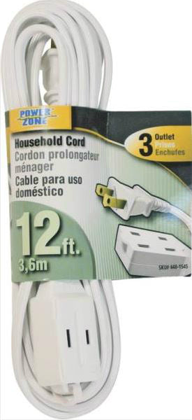 Power Zone OR660612 Extension Cord, 16/2 x 12&#039;, White