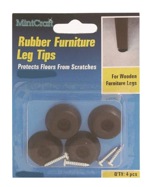 Prosource FE-50660-PS Rubber Furniture Leg Tips With Screws, 7/8", Black