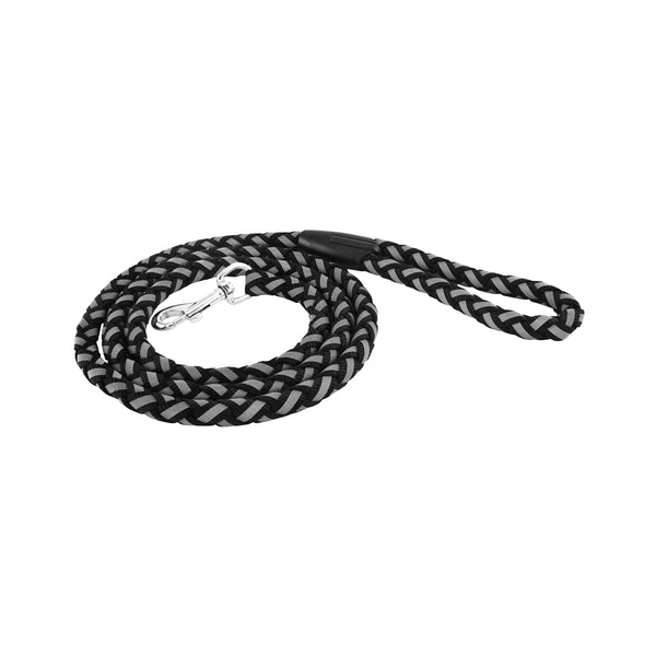 Westminster Pet 7N80132-1 Ruffin' It Round Braided Large Reflective Safety Leash, Black/Grey, 5/8" x 6'