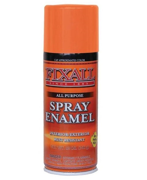 Fixall F1313 Enamel Spray Paint, Liquid, Characteristic, 12 Oz, Aerosol, Orange