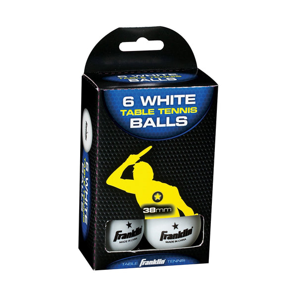 Franklin 57100 Table Tennis Balls, White, Pack Of 6