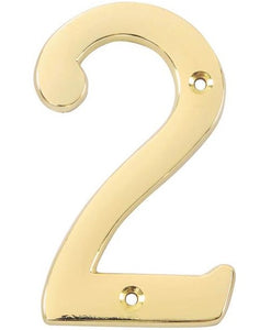Mintcraft N-Z042PB3L House Number, Polished Brass Finish, 2, 4"