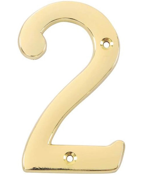 Mintcraft N-Z042PB3L House Number, Polished Brass Finish, 2, 4"