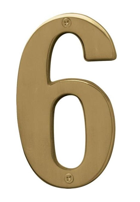 Hy-Ko BR-51PB/6 Polished Brass Number 6, 5"