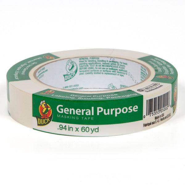 Duck 394693 General Purpose Masking Tape, Beige, 0.94" x 60 Yard