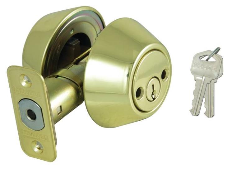 Prosource D272-RU5V Double Cylinder Deadbolt, Polished Brass