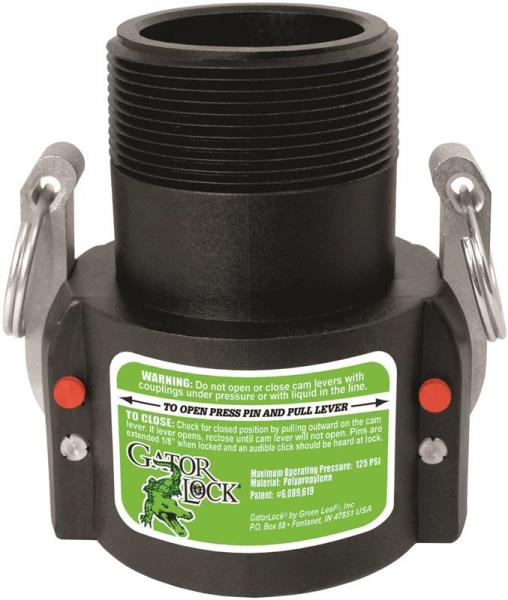 Green Leaf GLP 200 B Female Cam Lever Locking Hose Coupling, Polypropylene, 2"