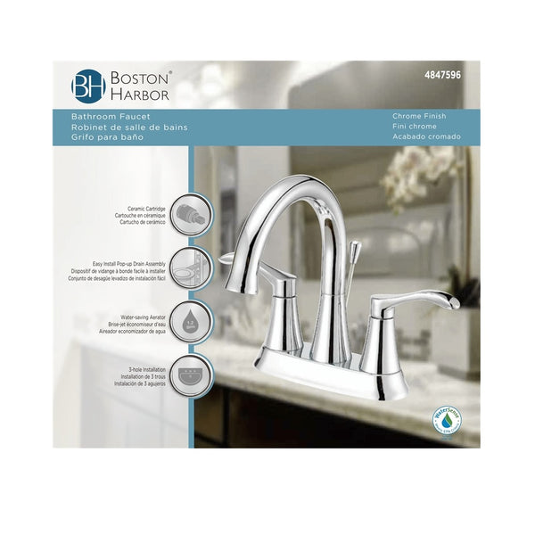 Boston Harbor F51A0073CP Centerset Wide-Speed Bathroom Faucet With Pop-Up