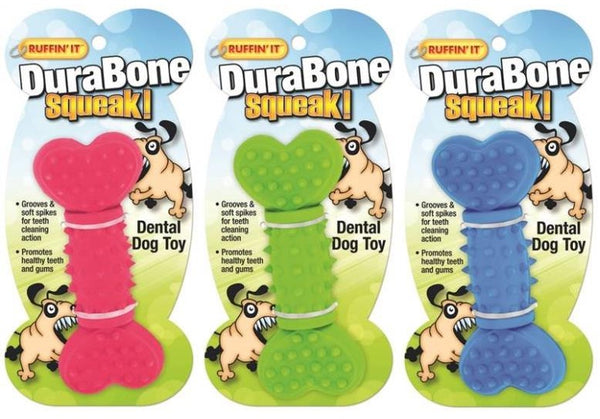 Ruffin&#039; It 80511 Durabone Squeak Dental Dog Toy, 5-1/2", Assorted Color