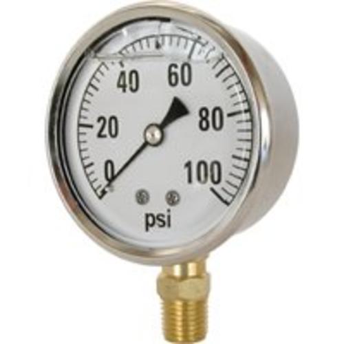 Valley CS-2141GXB100 Liquid Filled Pressure Gauge, 2.5", 1-100 psi