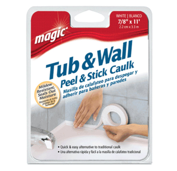 Magic 3014 Tub & Wall Regular Peel & Stick Caulk, 7/8" x 11'