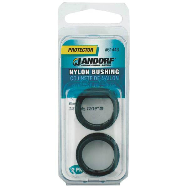 Jandorf 61443 Electrical Nylon Bushings, 7/8" x 11/16" x 0.453", Black, 2/CD
