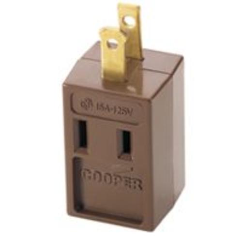Cooper Wiring BP4400B "3-Outlet" Cube Tap 15 Amp Brown
