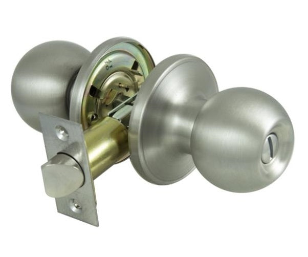 ProSource T3610V-PS 6-Way Adjustable Tubualar Privacy Knob Lockset, Satin Stainless Steel