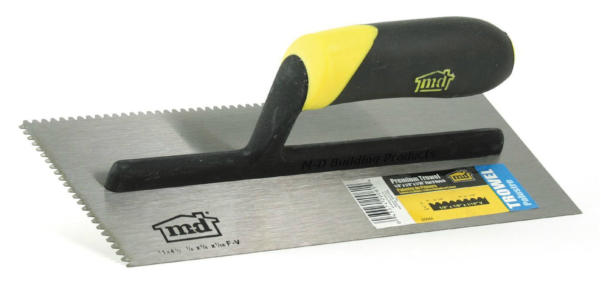 M-D Building 30000 Premium Flat V Notched Trowel, 3/16" x 1/4" x 5/16"