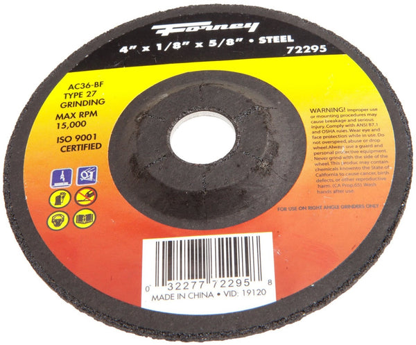 Forney 72295 Flex Grinding Wheel, 4" x 1/8" x 5/8", 36 Grit