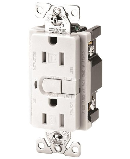 Cooper Wiring 9566TRSWS Aspire GFCI Receptacle, 15 Amp, White Satin