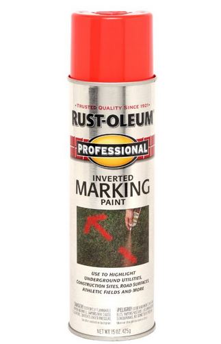 Rust-Oleum 2558838 Inverted Marking Paint, 15 Oz, Fluorescent Red-Orange