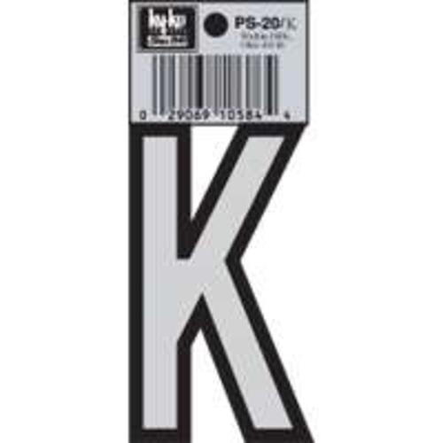 Hy-Ko PS-20/K Vinyl lettering Reflective House Letter K, Size 3-1/4"