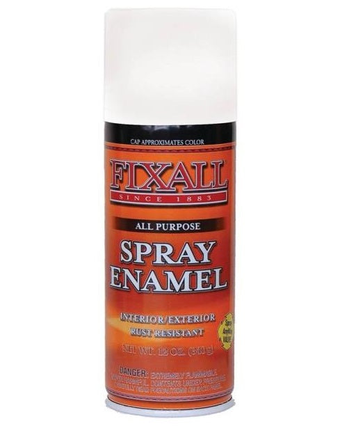 Fixall F1311 Enamel Spray Paint, Flat, Liquid, Characteristic, 12 Oz, Aerosol, White