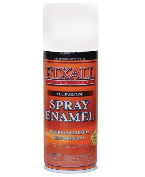 Fixall F1311 Enamel Spray Paint, Flat, Liquid, Characteristic, 12 Oz, Aerosol, White