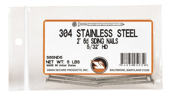 Simpson Strong-Tie S6SND5 Stainless Steel Wood Siding Nail, 6D x 2", 5 lbs