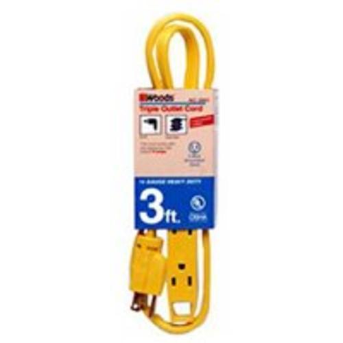 Coleman Cable 0863 Indoor Power Cord, Yellow, 15 Amp