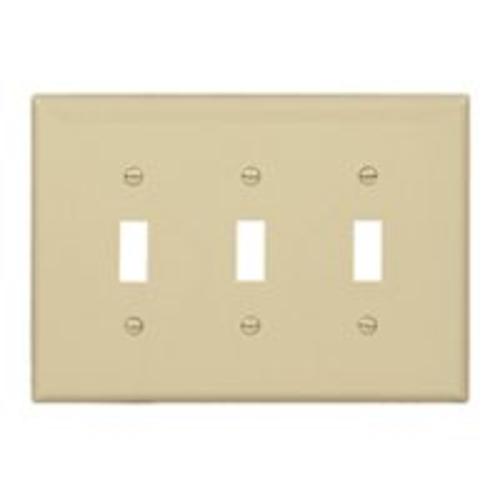 Cooper Wiring PJ3V 3 Gang Unbreak Toggle Plate Ivory, 4.875"X6.75"